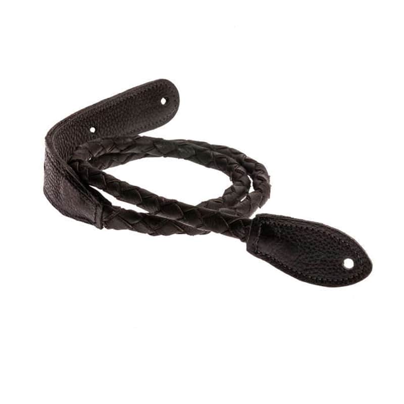 Henry Heller Capri Garment Leather Bolo Braided Mandolin Strap, Black image 1