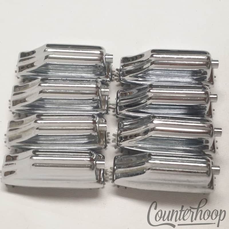 *Rogers 8x Beavertail Bass Drum Lugs Chrome Dayton Powertone Hex Vintage 60s USA image 1
