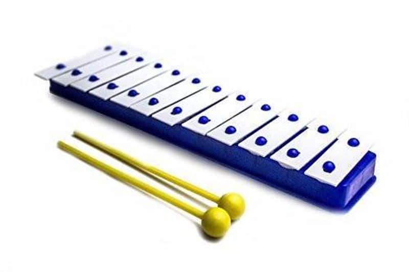 ProKussion Blue12V 12 Key Glockenspiel Xylophone with Metal Keys and Amplifier - Blue image 1
