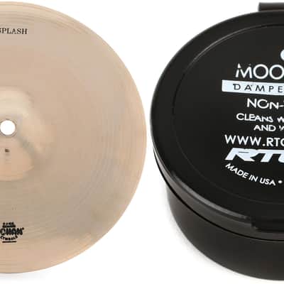 Wuhan 10 inch Splash Cymbal  Bundle with RTOM Moongel Drum Damper Pads - Blue (6-pack) image 1