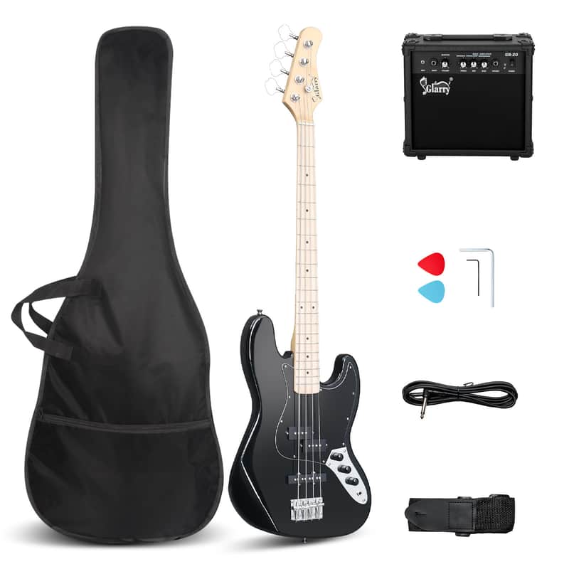 Glarry GJazz Electric Bass Guitar w/20W Amplifier Black image 1