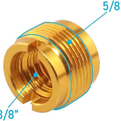 4pcs Mic Stand Adapter Aluminum 5/8" Male to 3/8" Female Screw Adapter for Microphone Stand Clips Mic Stand Holder Adapter, Gold image 2