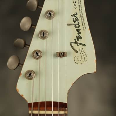 RARE custom color 1962 pre-CBS Fender Jazzmaster w/SLAB BOARD original SONIC BLUE over Sunburst image 3