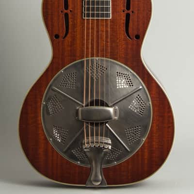 National  El Trovador Baritone Resophonic Electric Guitar (2009), ser. #15563, original black hard shell case. image 3
