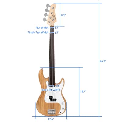 Glarry Fretless Electric Bass Guitar Full Size 4 String for experienced Bass Players Burlywood / 20W Amplifier image 2