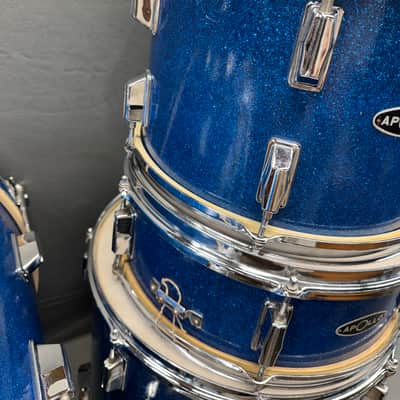 Vintage Apollo 1960s-1970s Drum Kit 5pc Set Import Blue Sparkle Toms Snare Kick image 8