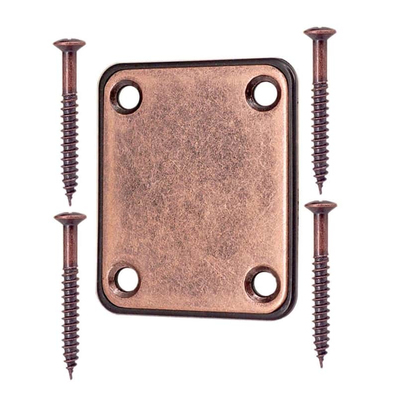 4 Holes Electric Guitar Neck Plate, Neck Joint Plate With Screws for Electric Guitar Bass - Copper Red image 1