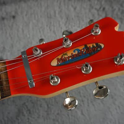 Marine Rider Travel Electric Guitar w/ Built-In Speaker – Compact Practice Guitar – Red image 8