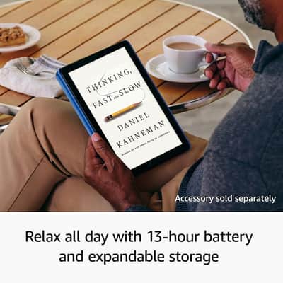 Amazon Fire HD 10 10.1" 32GB Wi-Fi Tablet, 13th Gen, Ocean + Vidpro 2-Person Wireless Lavalier Microphone Set + 32GB MicroSD Transcend Memory Card + Tablet Cradle for Tripods Ipad Tablet Tripod Mount Adapter Fist Most Tablets + 6" Tabletop Tripod & HandGr image 6