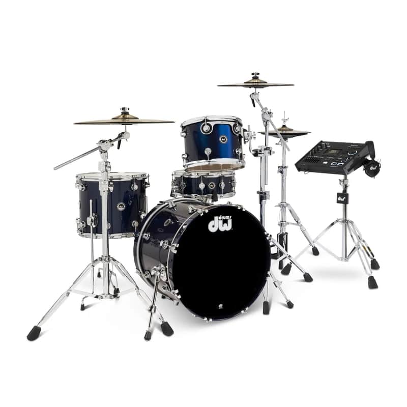 FREE TOM REBATE! - DW DWe 4pc Complete Electronic/Acoustic Drum Set w/Roland V71 Midnight Blue Metallic image 1