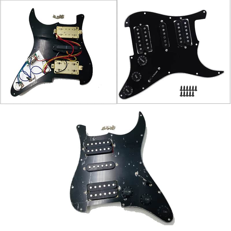 New Black HSH Loaded Prewired Pickguard Humbucker Pickup for Stratocaster Strat SQ image 1