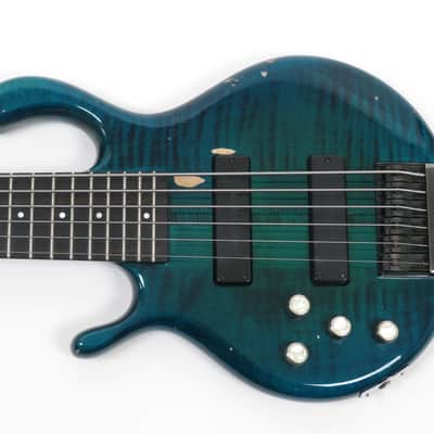 1994 Pedulla  MVP 6 Left Handed- Blue Green Burst - Rare Lefty 6 String Bass - Players Condition -Flamed Maple image 4