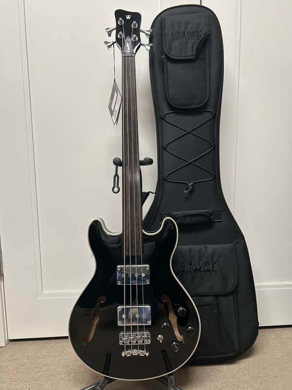 Warwick  Rockbass Star Bass 4 String Semi-Hollow Bass Guitar FRETLESS 2025 - Solid Black High Polish image 1