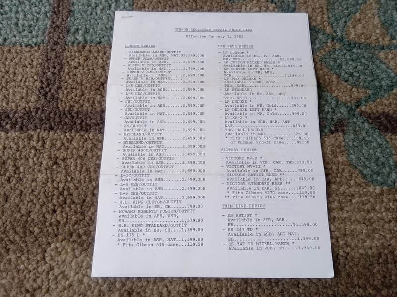 Vintage 1982 Gibson Full-Line Canadian Price List! Rare, Original Case Candy, Paperwork! image 1