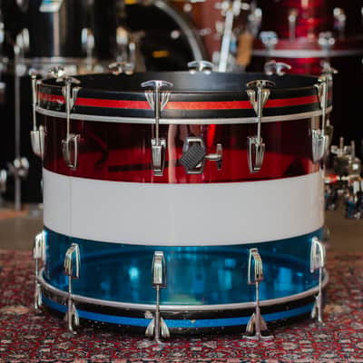 Ludwig 1970s Ludwig Vistalite Kit in Red, White, and Blue - 14x22, 16x16, 8x12 image 7