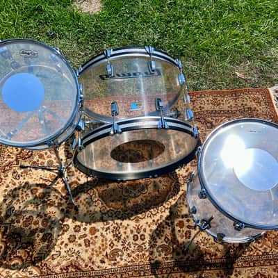 Ludwig Vistalite Clear Pro Beat 14x24/16x16/9x13 Acrylic Kit Drums Shell Pack image 4
