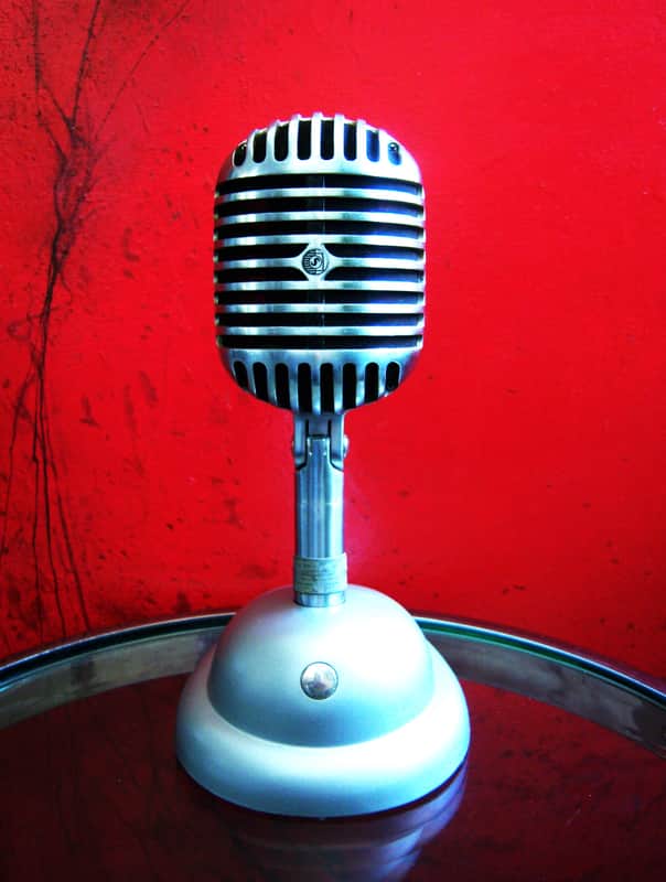 Vintage 1940's Shure 55 / 55S dynamic microphone satin chrome w S-36 desk stand Elvis 55S # 9 image 1