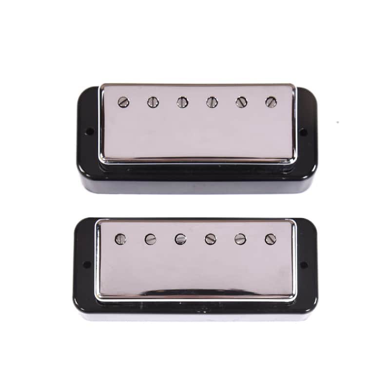 Lollar Mini Humbucker Set Chrome Soap Bar / LP Mount Black Ring 4-Conductor image 1