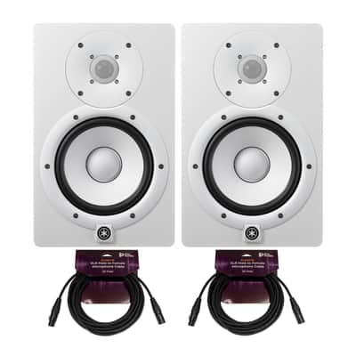 YAMAHA HS7W 6.5-Inch Powered Studio Monitor (White, 2-Pack) Bundle with 25-Feet XLR Male to XLR Female Microphone Cable (2-Pack) (4 Items) image 1