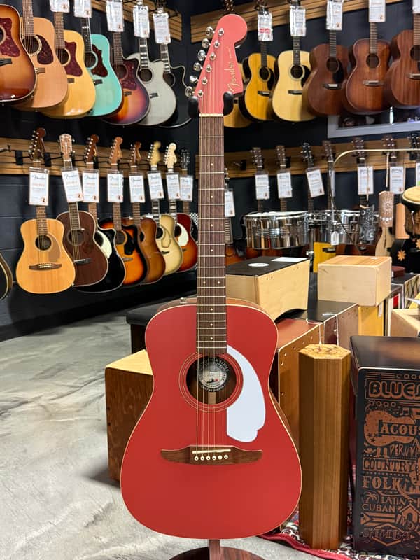 Fender electric-acoustic guitar "Malibu Player", Fiesta Red finish - Open Box image 1
