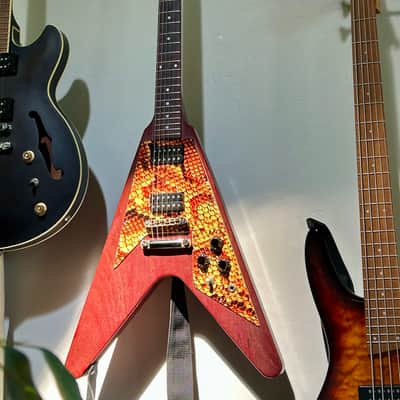 Gibson Flying V 2007 - Faded Cherry w/ Custom Snakeskin Pickguard image 1