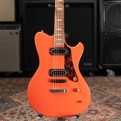 Powers Electric A-Type PF42 Hollow Body Guitar - Continental Orange with Gig Bag image 3