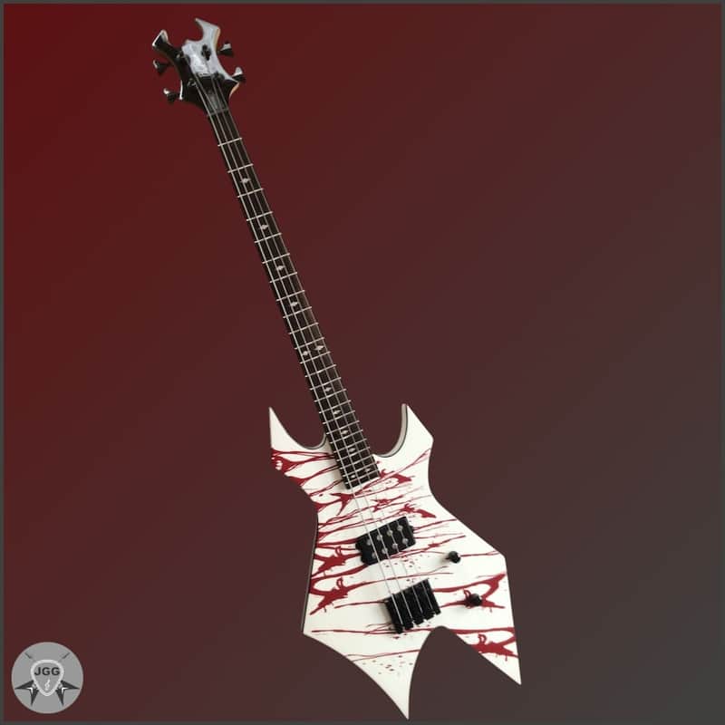 B.C. Rich Warlock Revenge 4-String Bass Guitar – White Blood