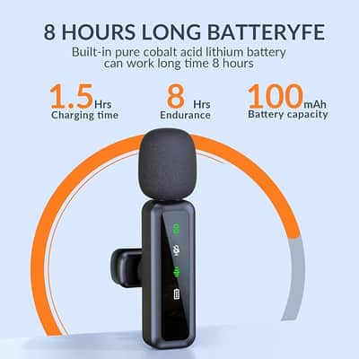 Wireless Lavalier Microphone for iPhone, Android, Camera, 2 Pack Mini Lapel Mic with LED Display and Noise Cancelling, USB-C Microphone for TikTok, YouTube,Vlog Recording image 2
