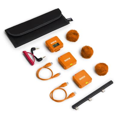 Rode Wireless GO (Gen 3) Compact Wireless Microphone System (Orange) with 2x Rode Lavalier II image 5