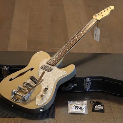 2022 K-Line Truxton Deluxe Thinline w/ Bigsby TV Jones Electric Guitar Gold Mist + OHSC image 1