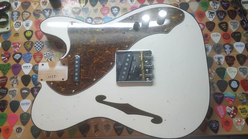 Mjt Thinline Loaded Telecaster body Single Bound  Olympic white/natural image 1