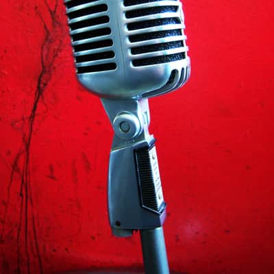 Vintage 1960's Shure 55S dynamic cardioid microphone w Atlas DS-10 desk stand 55 55SW 556S prop display image 6