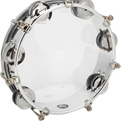 8in Tambourine Adjustable Tone Hand Drum Hand Held Percussion Educational Musical Instrument Cymbal Bells Double Row Jingle Bells with Drum Key(Transparent) image 1