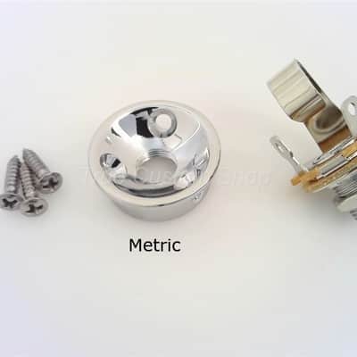 True Custom Shop® Chrome Modern METRIC Socket Jack Plate & Jack for Fender Tele image 1