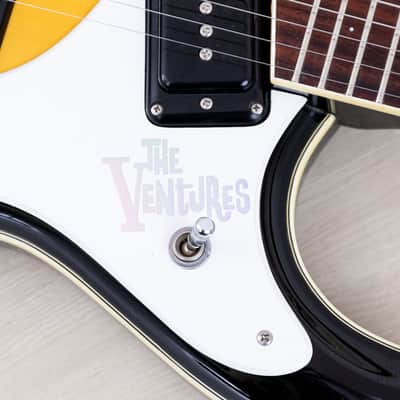 1990s Mosrite Ventures Model '63 Vintage Reissue Sidejack Sunburst w/ Vibramute & Case image 6