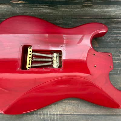 90s Charvel CST-060-SSH Stratocaster Body Ash See-throw Red/Plate Made in Japan image 12