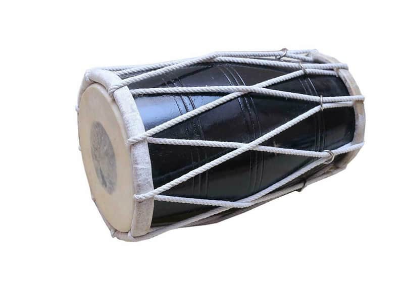 Handmade Designer Rope Dholak Mango Wood Indian Traditional Musical Instrument With Cover image 1
