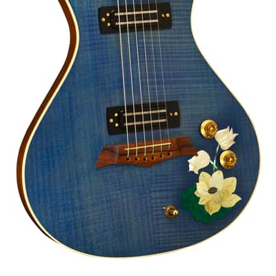 Asher "Lotus Flower" Inlay on Electro Hawaiian Model I 2005 trans blue nitro image 1