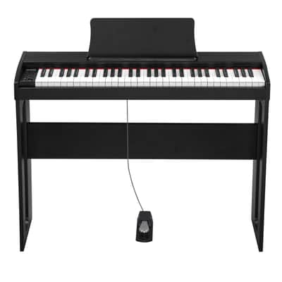 Ukscs 61 Key Piano Semi-Weighted Standard Keyboards Digital Piano with Furniture Stand，MIDI Bluetooth, Headphone，for Piano Lover Black color image 1