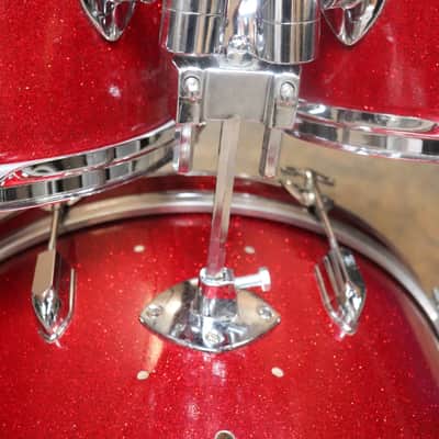 Tempro 4pc Drum Set Red Sparkle Vintage 1970's image 5
