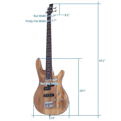 Bass Guitar Natural Wood 4 Strings Electric With Bag Wrench Tool image 2