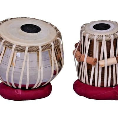 Handmade Steel Tabla Set With Bag Chrome Polish Sheesham Wood Dayan Musical Instrument image 1