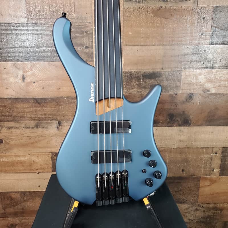 Ibanez EHB1005F Fretless 5-string Bass Guitar, Artic Ocean Matte, Gig Bag, 775 image 1