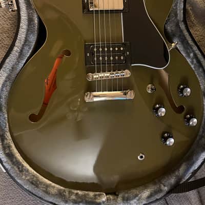 Epiphone ES-335 "Inspired by Gibson" - Olive Drab with hardshell case image 4
