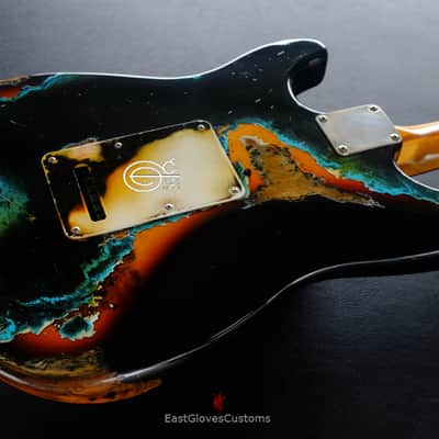 Fender Stratocaster Black/Blue over Sunburst Inspired by Joe Strummer Aged Heavy Relic (RARE) image 7