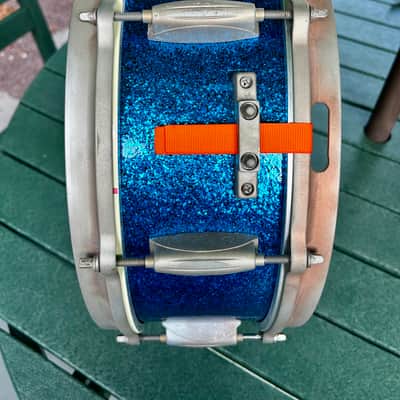 Gretsch 5”x 14” Snare Drum 4157 Repurposed 1960s - Blue Sparkle Wrap image 7