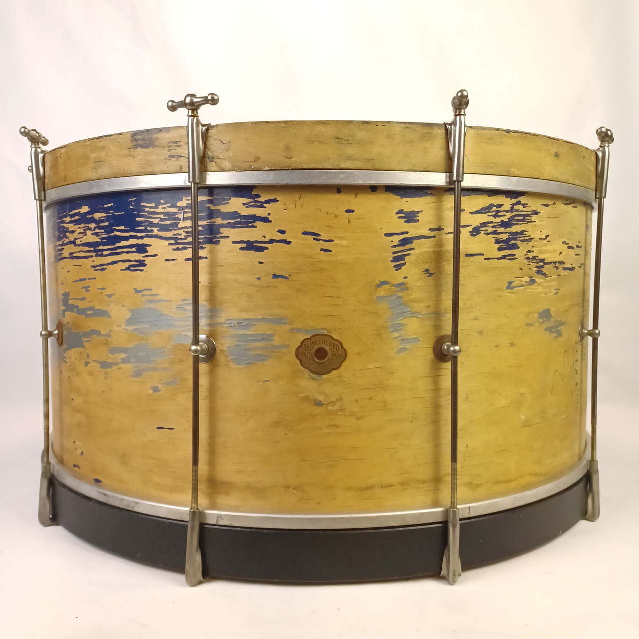 Slingerland 12x26"Blue/Silver Duco Bass Drum 3Ply Radio King Cloud Badge 40s USA — main photograph