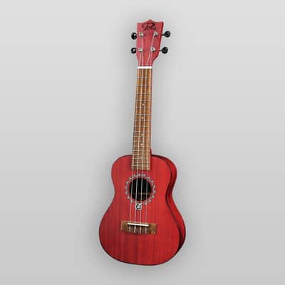Puka Model PK-HBS Hibiscus Flower Rosette Red Satin Finish Soprano Ukulele image 3