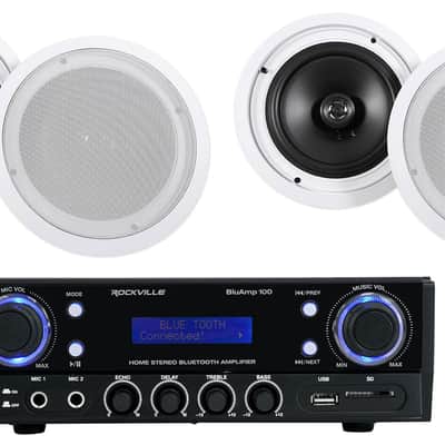 Rockville BLUAMP 100 Home Stereo Receiver Amplifier + (4) 8" Ceiling Speakers image 20