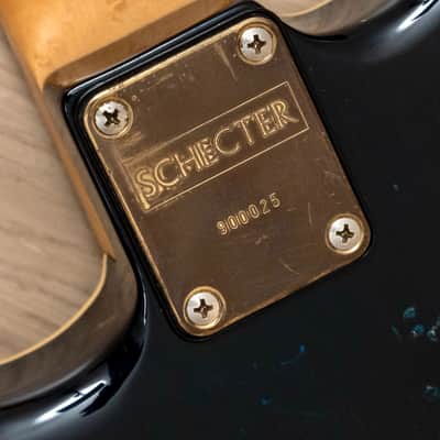 1980s Schecter HH S-Style Superstrat, Flame Top Trans Blue w/ Case image 15